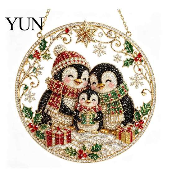 Unique Holiday Party Embellishments Christmas Hanging Diamond Art Ornament, 2D Acrylic Pearl Painting Reusable Decorations Pattern Suncatcher, Window