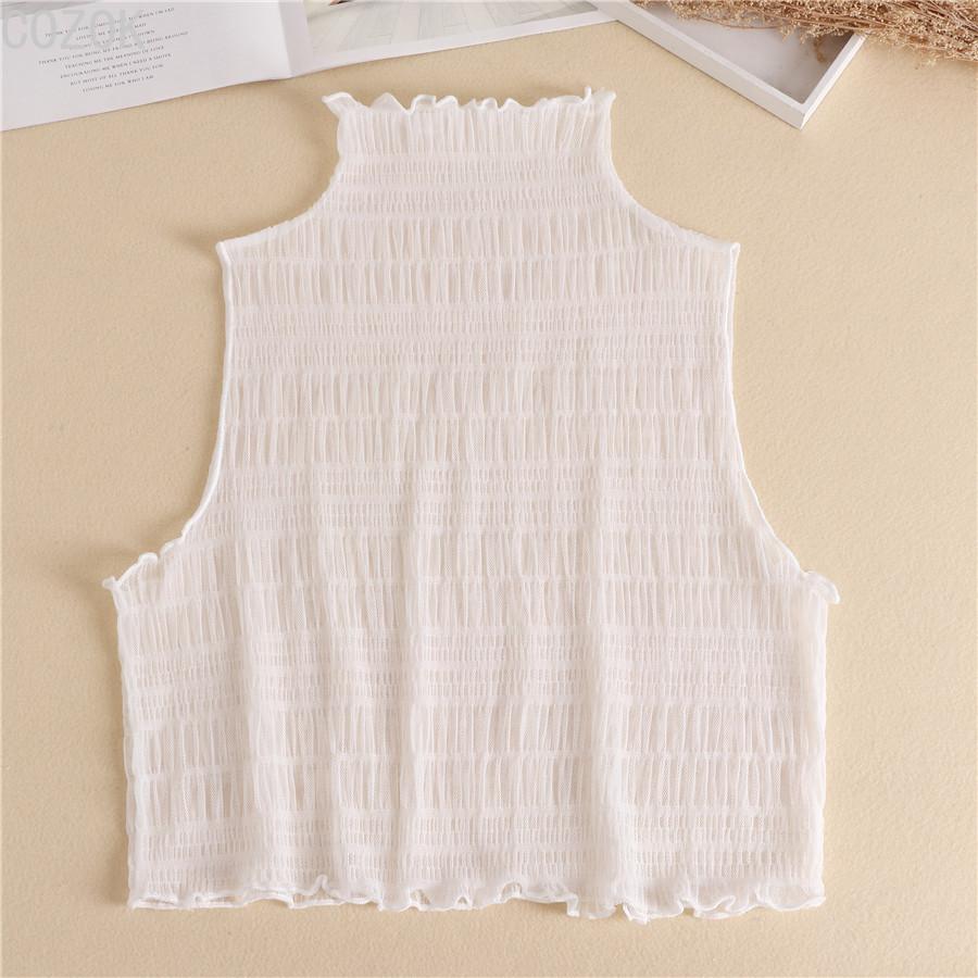 Women's Solid Colour Black White Vertical Small Flip Collar Versatile Shirt Jumper Jumper Fashion Lace False Collar Four Seasons