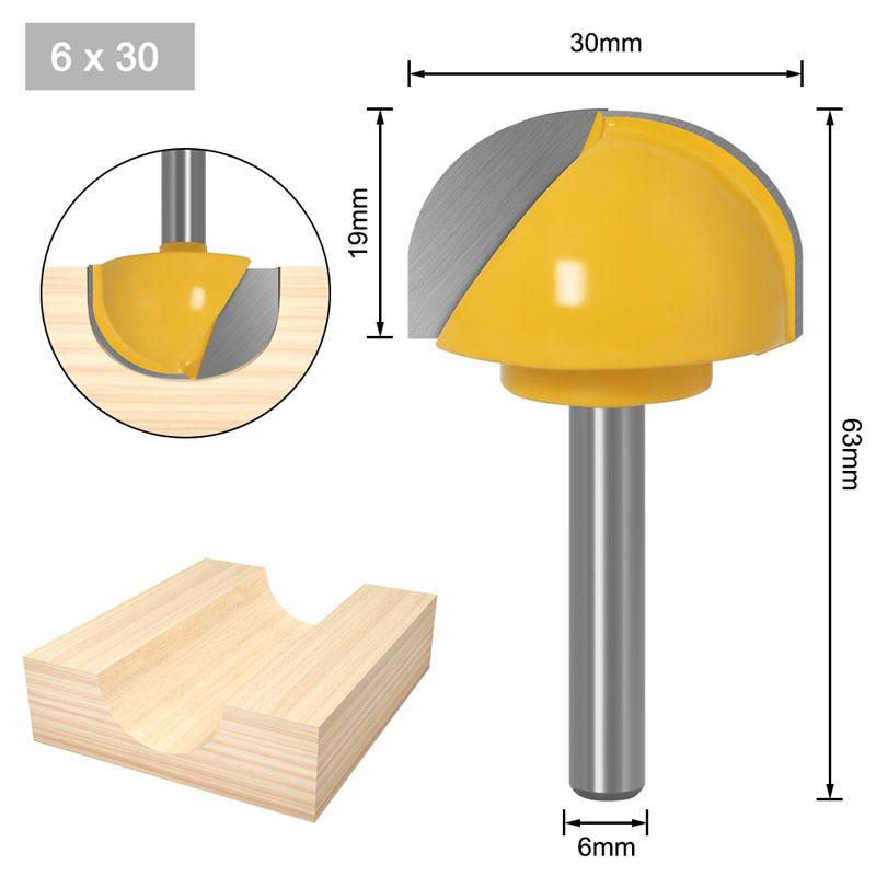 1/9 шт. 6 мм хвостовик 6/8/12/16/18/20/22 мм с ЧПУ с круглым носом, круглый нос, бухта, стержневая коробка, фреза, шейкер, режущие инструменты