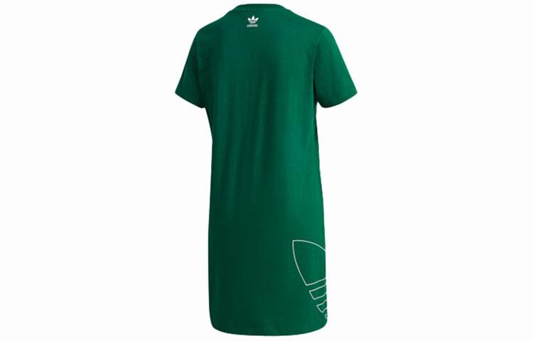 adidas Оригинальное платье с коротким рукавом для женщин, темно-зеленое, GJ6583