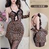 New sexy leopard print plus size erotic underwear war robe bed pajamas seduction passion suspenders pure desire cosplay