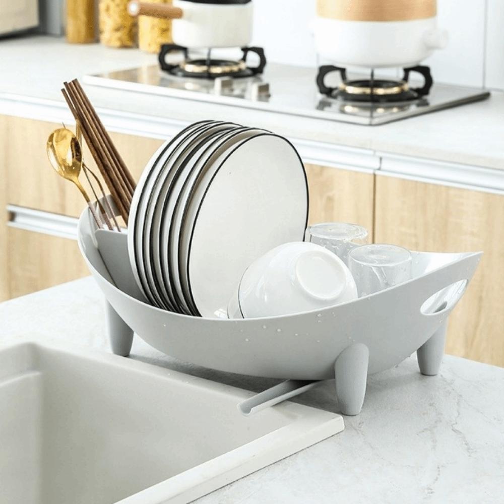 Plastic Dish Drying Rack Drainage Cutlery Storage Container Practical Tableware Holder Camping