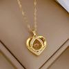 Temperament Smart Love Zircon Necklace for Women Gold Color Light Luxery Titanium Steel Pendant Necklaces Party Zircon