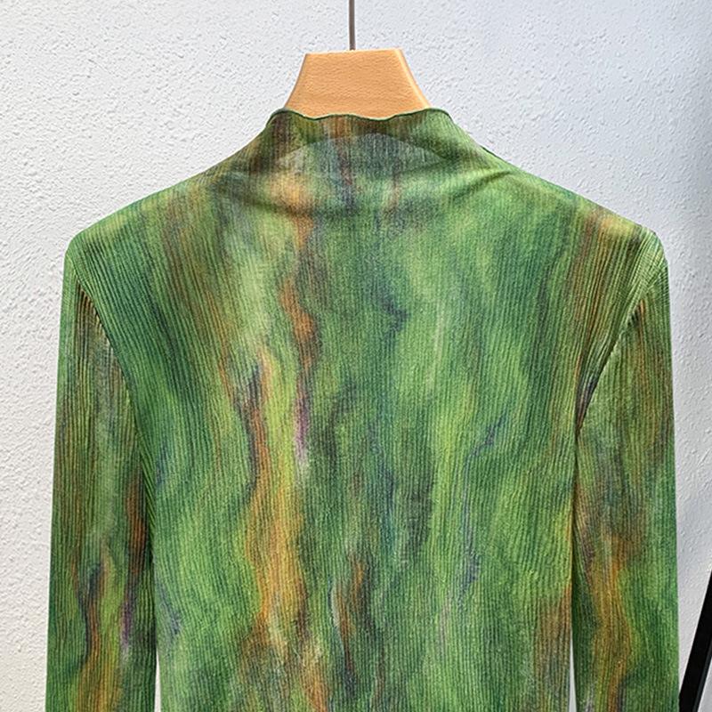 Женский осенне-зимний сетчатый низ из пряжи с рисунком тай-дай, с деревянными ушками, тонкой внутренней отделкой по талии