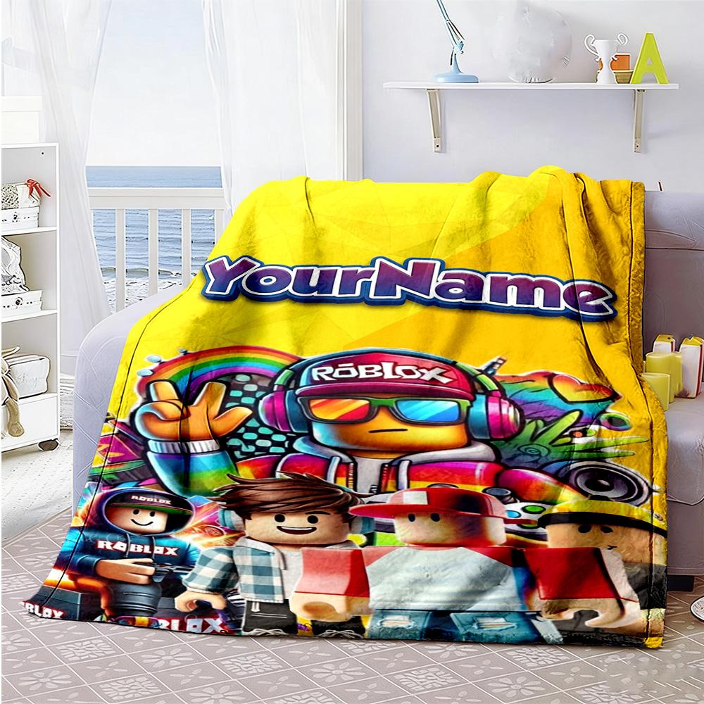 Roblox 103 Customize Text Blanket Throw Personalized Blanket Comfortable Suitable for Livingroom Seaside Bed Bedding Ideal for All Seasons