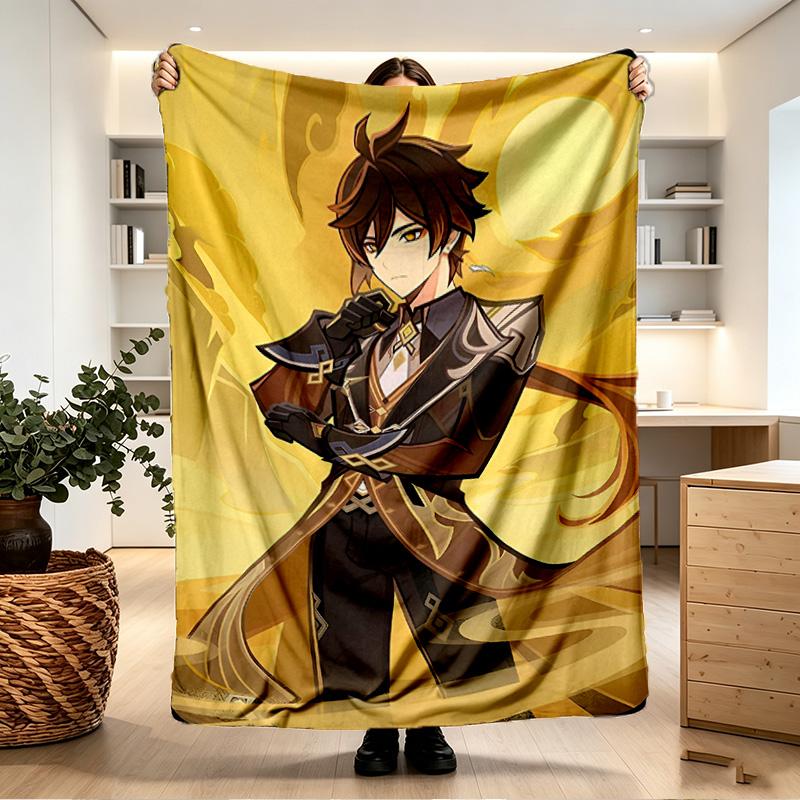 Genshin Impact Print Blanket - Soft & Comfortable, for Bedroom, Travel, Sofa, Home Decoration - Birthday Christmas Gift for Friend