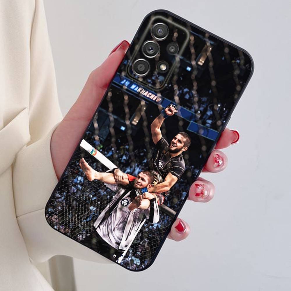 P4P Ислам М-Махачев Чехол для телефона Samsung S24,21,22,23,30,Ultra,20,Plus,Note,10,9,Черный мягкий силиконовый чехол