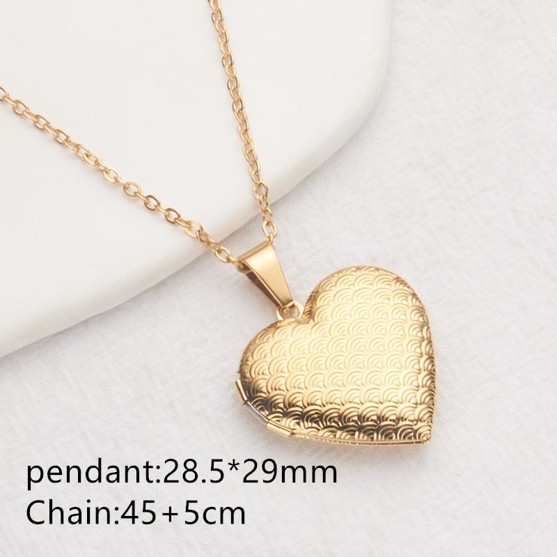 Stainless Steel Silver & Gold Women's Heart Photo Frame Locket Necklace