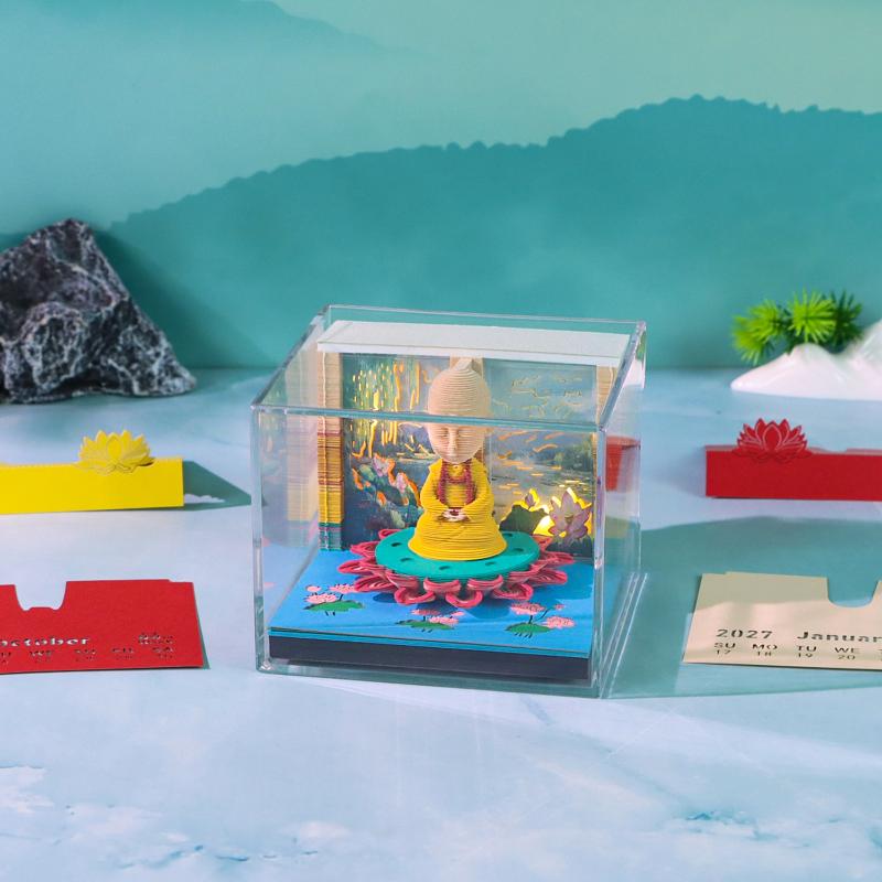 LED Light 2027 Desk Calendar with Artistic 3D Tear-away Feature Perfect for Desktop Organization