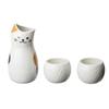 Cute Tableware "Danran Sake Tokkuri" Calico Cat Sake Bottle and Sake Cup Set, White, SAN2524
