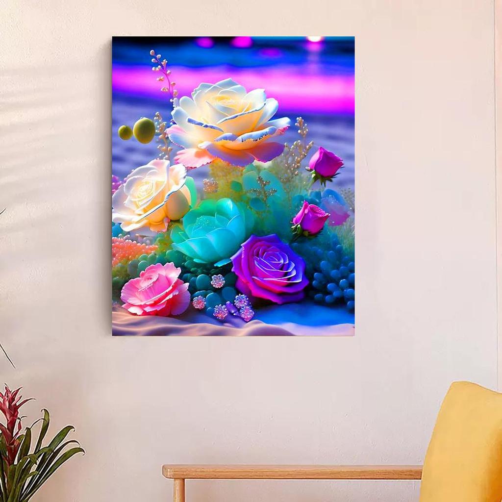 RUOPOTY DIY краска по номерам для взрослых, наборы красочных цветов роз, акриловая легкая картина по номерам, пляжный пейзаж, креативное хобби