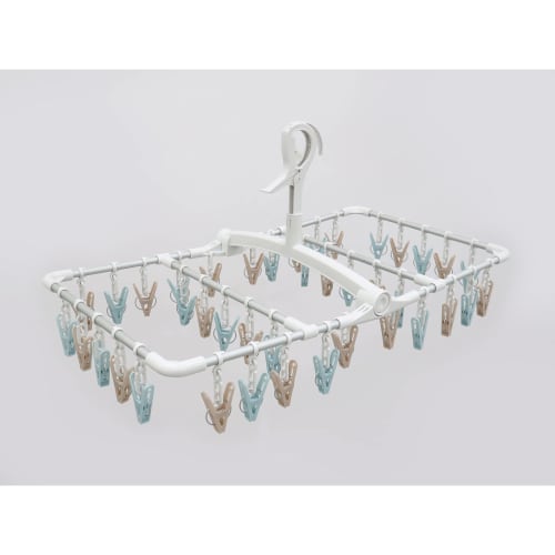 Towa Sangyo Laundry Drying Hanger, Aluminum, 40 Pinch, White, Muted Color, Latte, Cute, Interchangeable Pinch, Portable Pinch, Rust Resistant, Lightwe