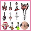Copper Halloween Black Magic Hat Spider Bat Skull Charms Beads Pendant For Original Bracelet Woman Girl Jewelry
