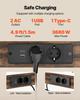 Kitchen Bakers Rack, 1.5m Power Cable Bakers Rack with Power Outlet, Kitchen Stand with X-Shaped Support Bar, 12 S-Shaped Hooks, Coffee Bar Stand for