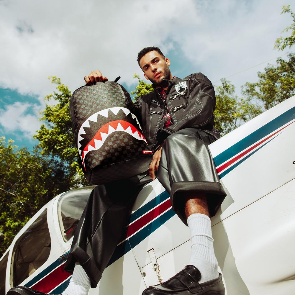 Sprayground Классический рюкзак из ПВХ с монограммой и клеткой, унисекс, черный W1035708