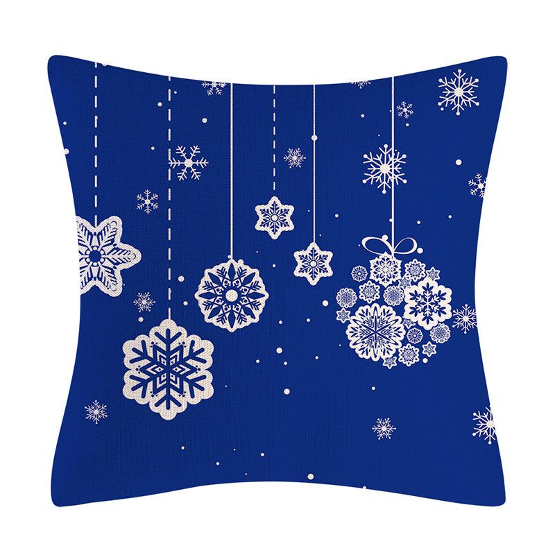 New Blue Christmas Linen Pillowcase Festive Home Decoration Bedside Pillowcase Sofa Cushion