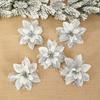 10pcs Christmas Glitter Flowers Fake Flower Christmas Tree Decorations for Home 2025 Tree Pendant Ornaments Navidad