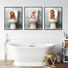 Nordic Style Toilet Dog Newspaper Animal Poster Funny Cartoon Picture Kids Room Decoration Art Decor Canvas Painting No Frame