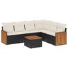 7 piece Garden Sofa Set with Cushions Black Poly Rattan