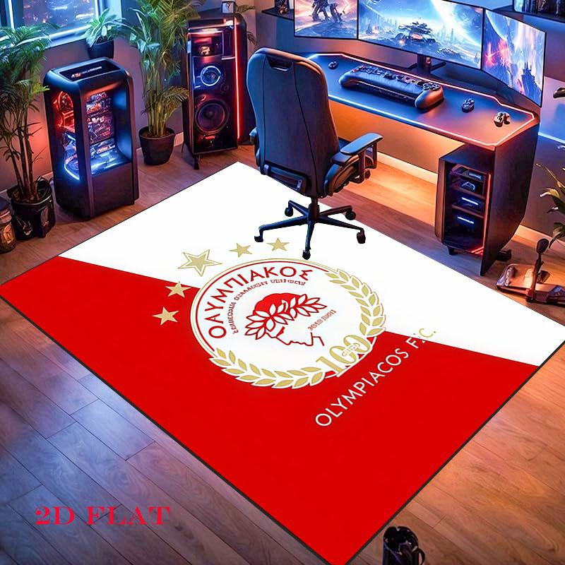 Olympiacos logo Carpet Rug for Living Room Bedroom Home Sofa Decoration,Kids play Nonslip Floor Mat
