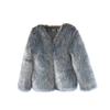 Winter Fashion Women's Artificial Silver Fox Fur Coat Hooded Front Zipper Women's Fluffy Thick Warm Keeping Fake Fur Jacket