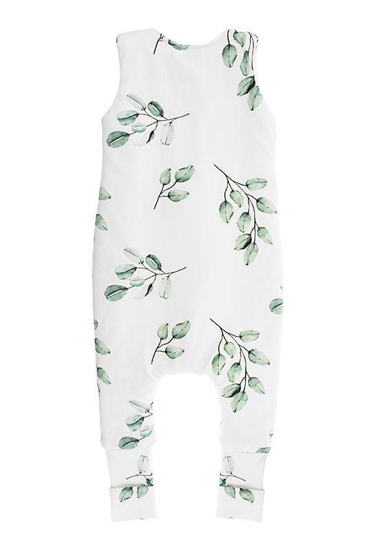 Двусторонний спальный мешок с ножками S (1-2 года) Эвкалипт/Черные точки