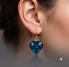 London Blue Topaz Earring, Drop Dangle Earring, Heart-Cut Gemstone, Blue Drop Earring, 925 Sterling Silver, Gold Hook Earring, Valentine Day Gift