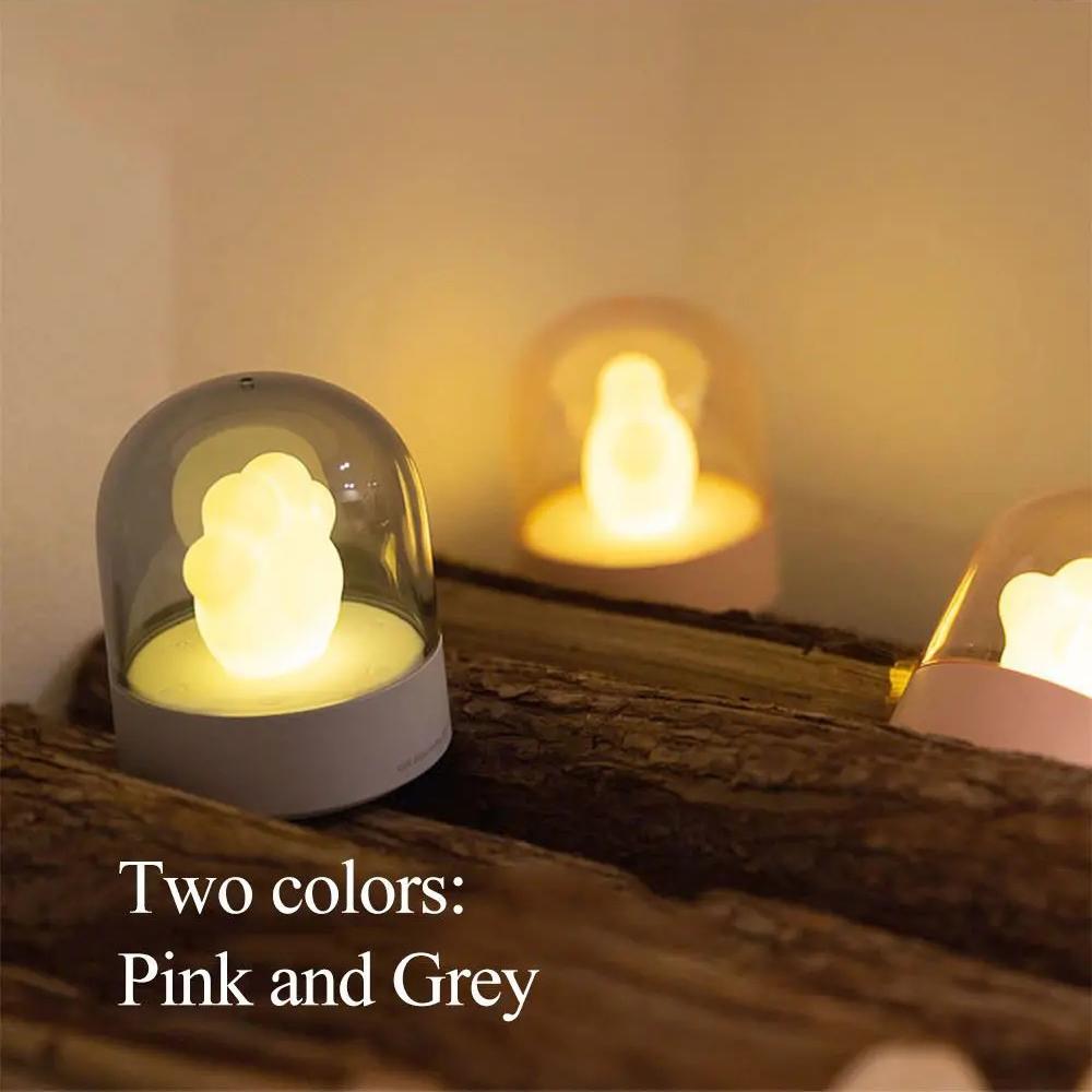 Xiaomi 3life Cat Paw Night Light Музыкальная шкатулка для друга Спальня Мини Милый мультяшный прикроватный светильник USB Перезаряжаемый атмосферный декоративный светильник
