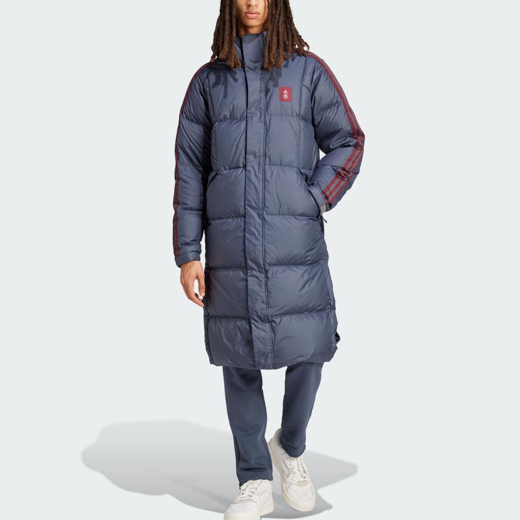 adidas Manchester United FW24 спортивная повседневная длинная теплая куртка-пуховик мужская верхняя одежда темно-серый IT4186