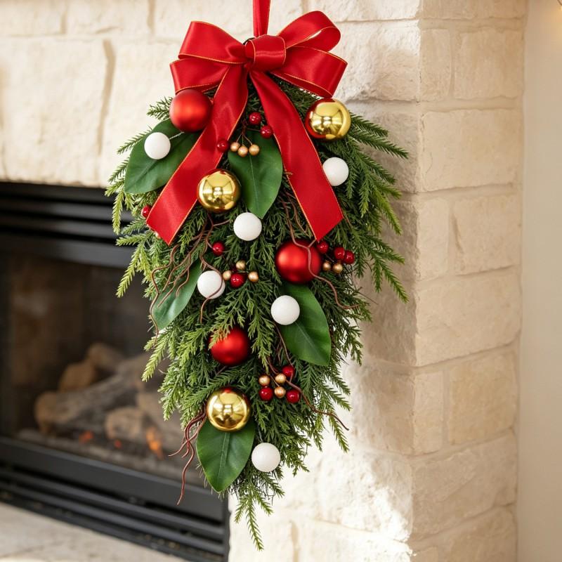 Handmade Christmas Wreath With Dried Fir Branches Hanging Decor Door Wall Tree Festive Home Party Decoration