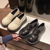 Black Platform Small Leather Shoes Women's Spring 2025 New Versatile British Style Retro Soft Sole One-pedal Loafers