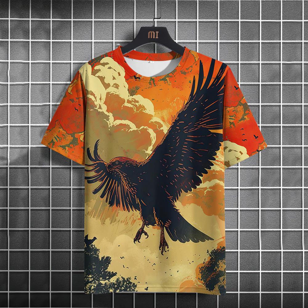 Men's T Shirt All Seasons Fashion Short Sleeve Eagle Print 3d T-shirts Street Casual Oversized Tee Shirt Men Clothing Pullover