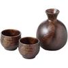 Sake Tokkuri and Sake Cup X Sanshoku Bizen Suitable for Cold and Hot Mino Made In Japan Ale-net Set, Set, 9 H11.5cm, 360cc, Style, Sake, Porcelain,