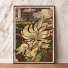 Japanese Anime Pokemon Ukiyo-E Wall Art Charizard Gyarados Wave Design Frameless Poster for Living Room Decor