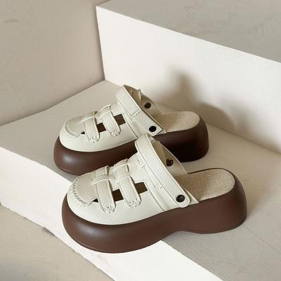 Две модели тапочек с выдолбленной головкой-мешком женские летние 2025 года новые туфли Mori Roman с дырочками на платформе полутапочки женская верхняя одежда