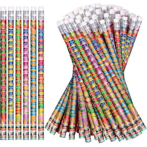 Birthday Pencils Happy Birthday Pencil for Students Birthday Pencils with Erasers Birthday Pencils for Teacher Classroom Birthday Party Supplies, 6