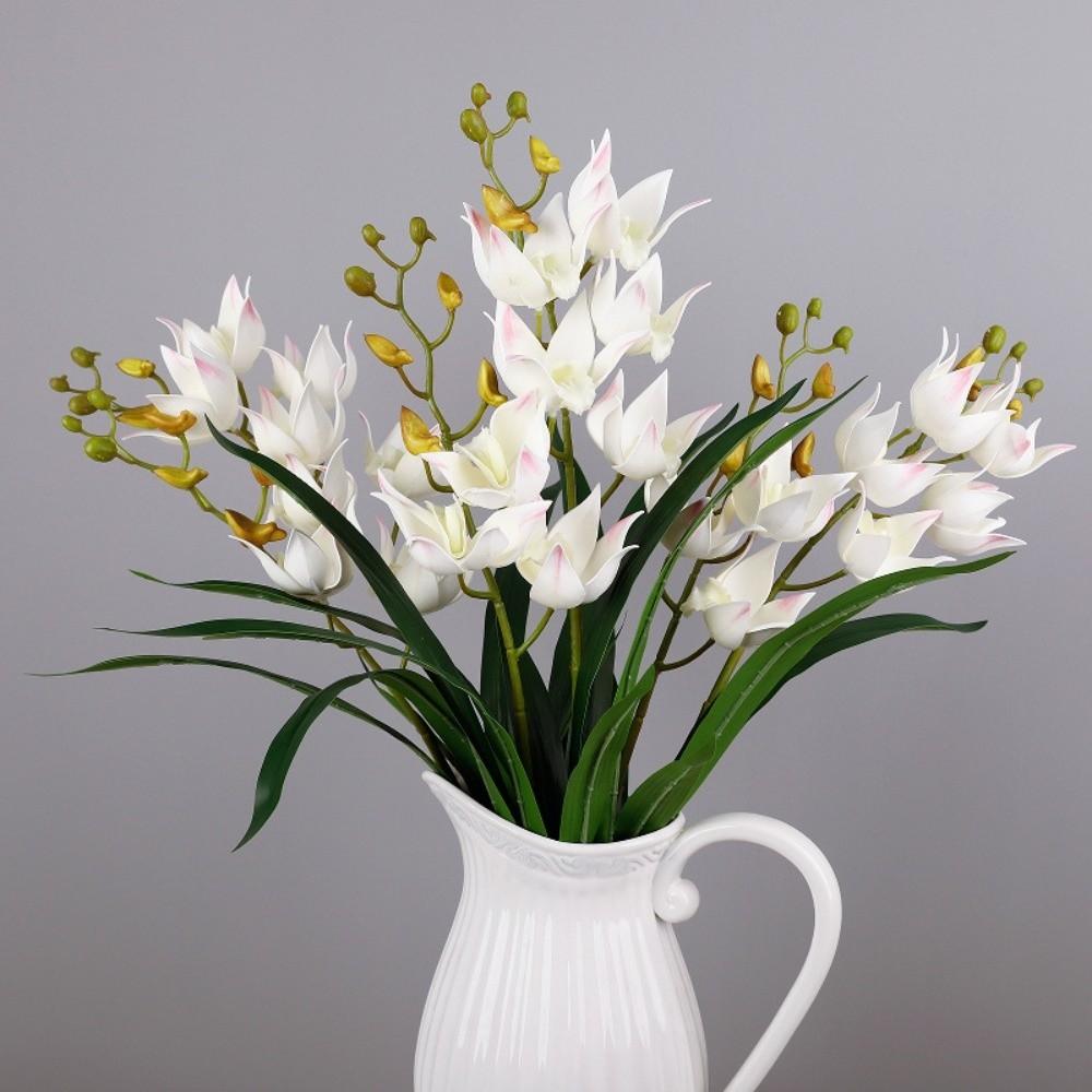 Magpie Orchid Fake Cymbidium Flowers Artificial Cymbidium Faux Flowers Outdoor Garden Decor
