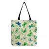 Women Vintage Linen Tote Bag - Large Capacity Butterfly Print Shoulder Handbag for Casual & Grocery Shopping KTB