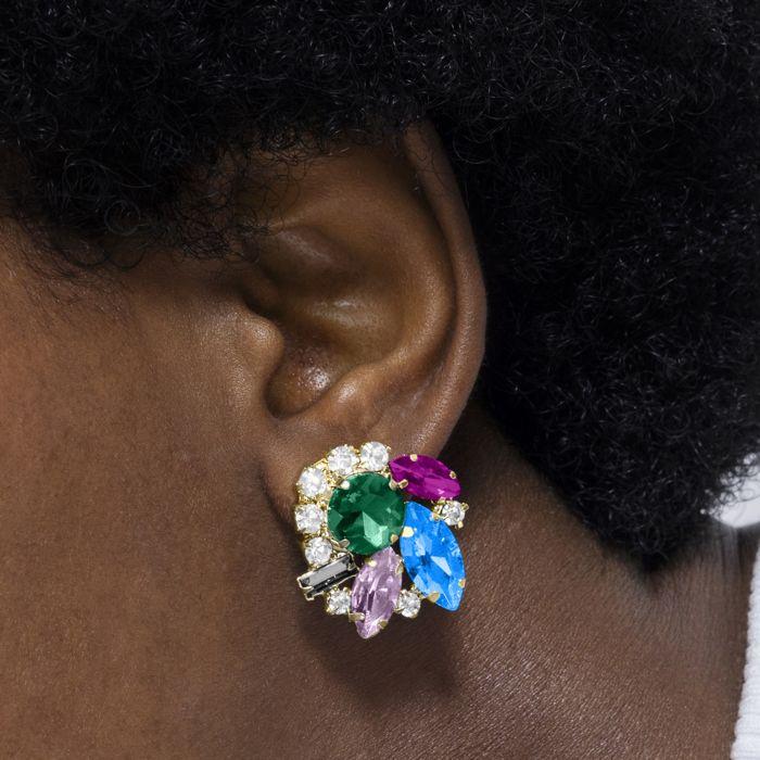 Boucles d'oreilles - LUXENTER - Nyuva - Cristal bleu - Or jaune 18k - Longueur 25,7 mm
