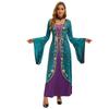 Witch Costume Dress Halloween Women Dark Fantasy Hooded Bell Sleeve Maxi