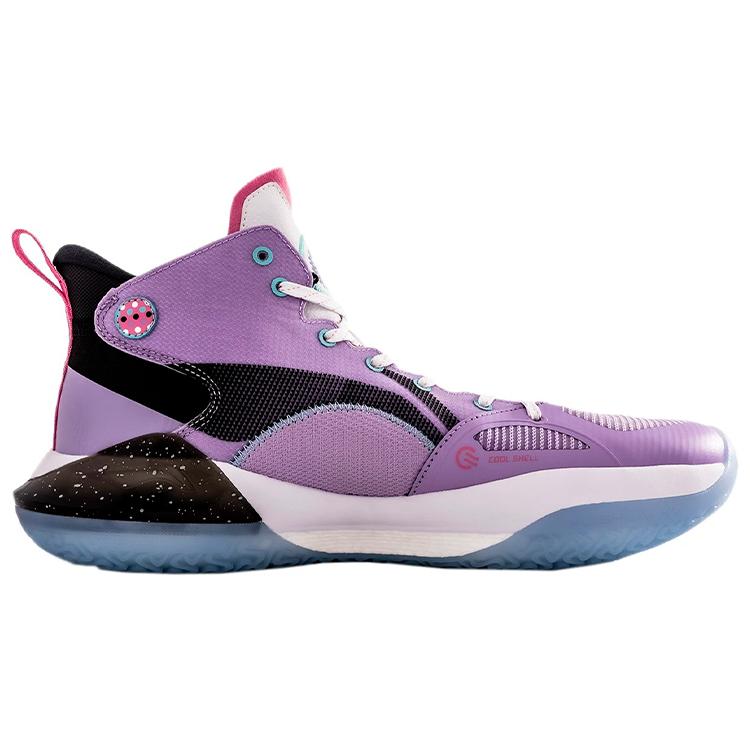 Li Ning YuShuai 15 Пэчворк Износостойкие Нескользящие Средние Баскетбольные Кроссовки Мужские Светло-фиолетовые ABAR043-13