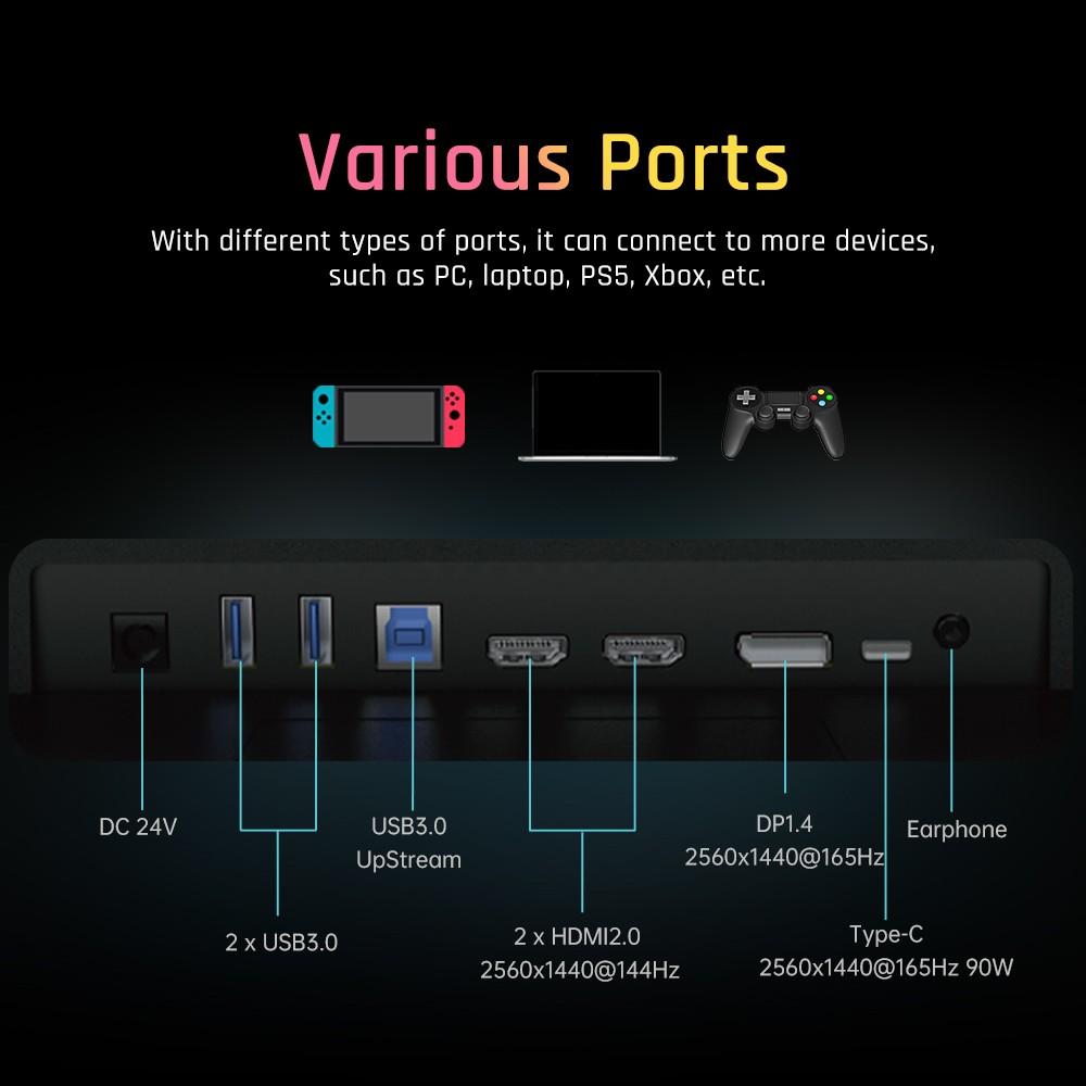KTC Игровой монитор M27T20 27 дюймов, 2560x1440, QHD, 165 Гц, мини-светодиод, HVA, время отклика 3 мс, HDMI2.0 DP1.4, USB KVM Type-c