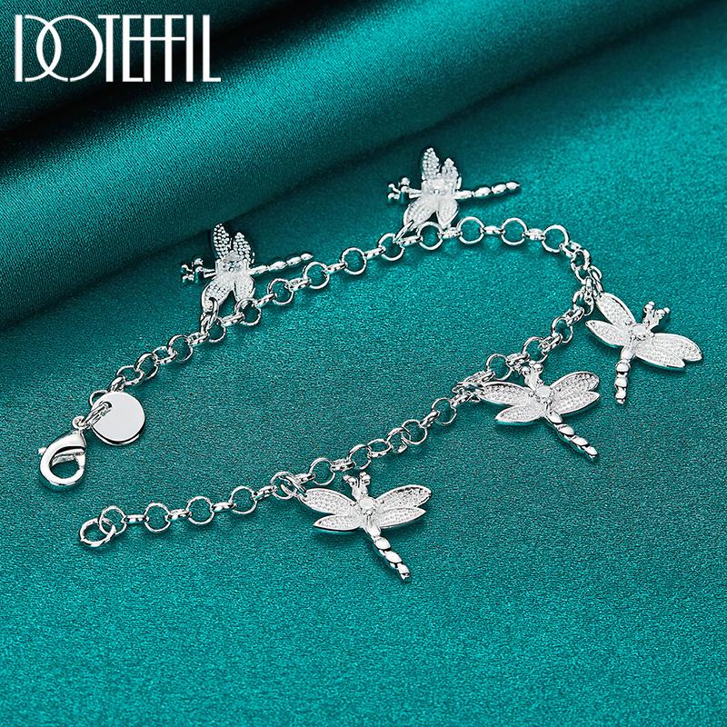 Романтический браслет-стрекоза из стерлингового серебра 925 пробы, подарок на вечеринку, красивые украшения