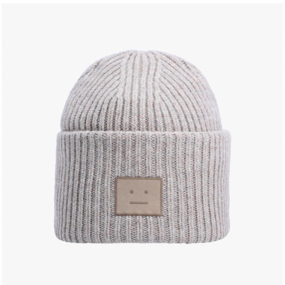 Шапка Acne Studios с нашивкой-логотипом Face C40448 Грежевый меланж Drn