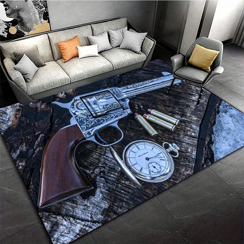 Ковер HD с винтовкой, ковер с пистолетом, револьвером, ковер с современным оружием, ковры для гостиной, спальни, кухни, придверный коврик, ванная комната, противоскользящий коврик для пола