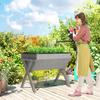 Wooden Raised Garden Bed with Bed Liner, Elevated Planter Box with Legs, Light Grey