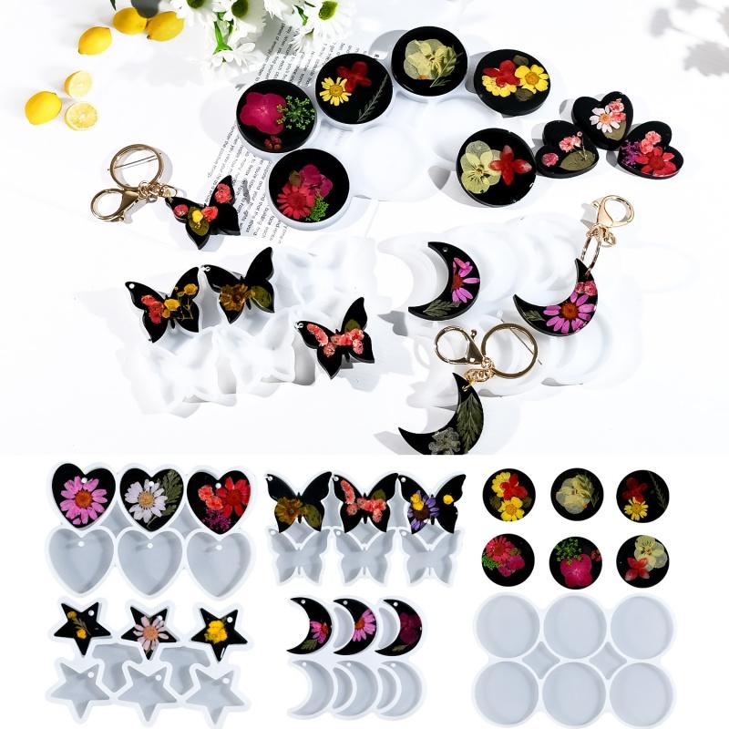 Сделай сам Форма для заливки капель Ключница Подвеска Серьги Луна Любовь Бабочка Силиконовая форма Аксессуары для брелока