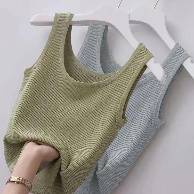 Threaded Camisole Women's Plus Size Solid Color Slim Outer Wear Sleeveless Bottoming Sweater Vest