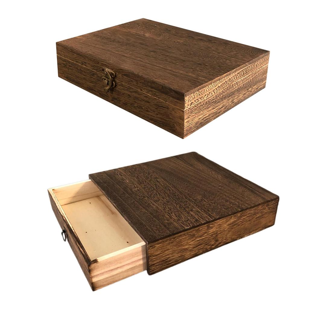 Rectangle Home Office Table Craft Brown Box Beautiful Natural Document Treasure Gadget Grande Traditional Retro for Desktop Home