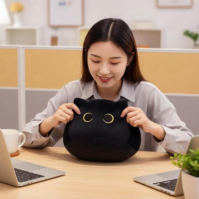 Черная кошка Декоративная подушка Очаровательные кошки Котенок Мягкая плюшевая животная Подушка для дивана Поясничная поддержка Украшение дома Подарки на День матери